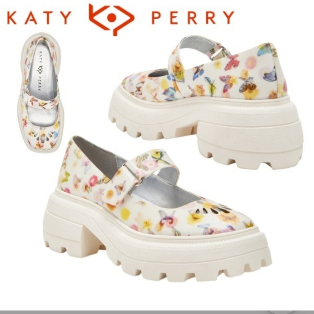Katy Perry Collections Women's Ivory Floral Mary Jane Platform Shoes